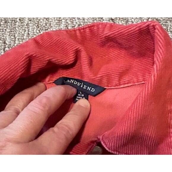 Lands' End Corduroy Trucker Jean Jacket Stretch Women's Pink Size L (14-16) - Picture 5 of 6